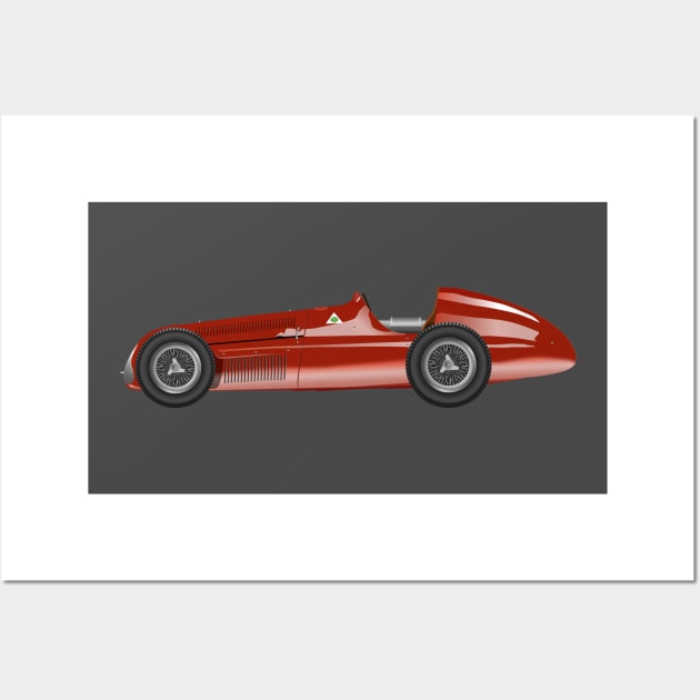 Alfeta 159 - Juan Manuel Fangio Illustration Wall Art by Burro Wheel